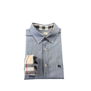 Burberry Brit Gray Nova Check Horseman Flip Cufff Shirt Size Large